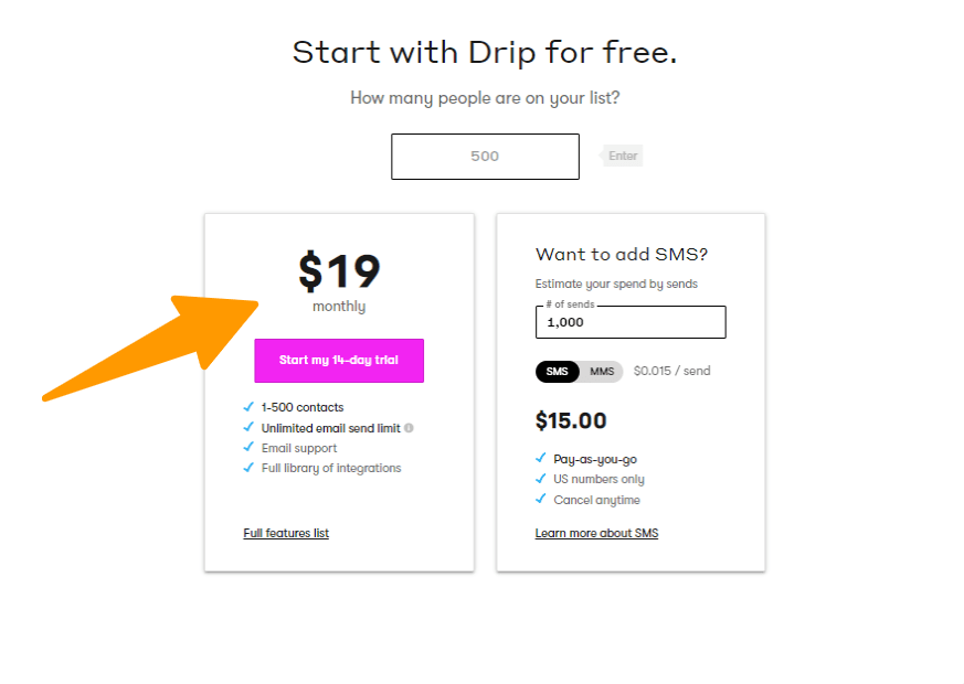 Drip - Pricing