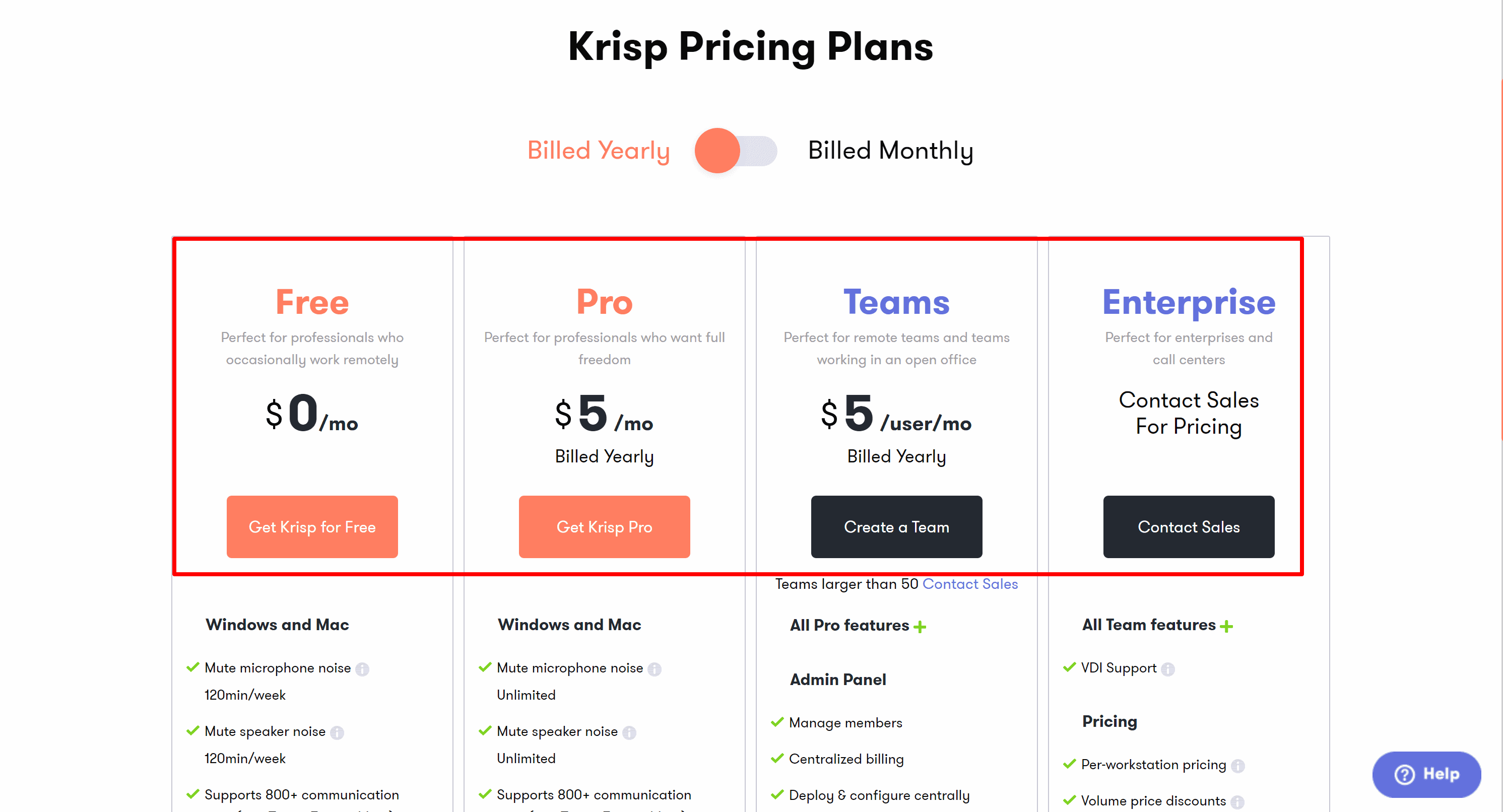 Krisp yearly pricing plans- Krisp Review