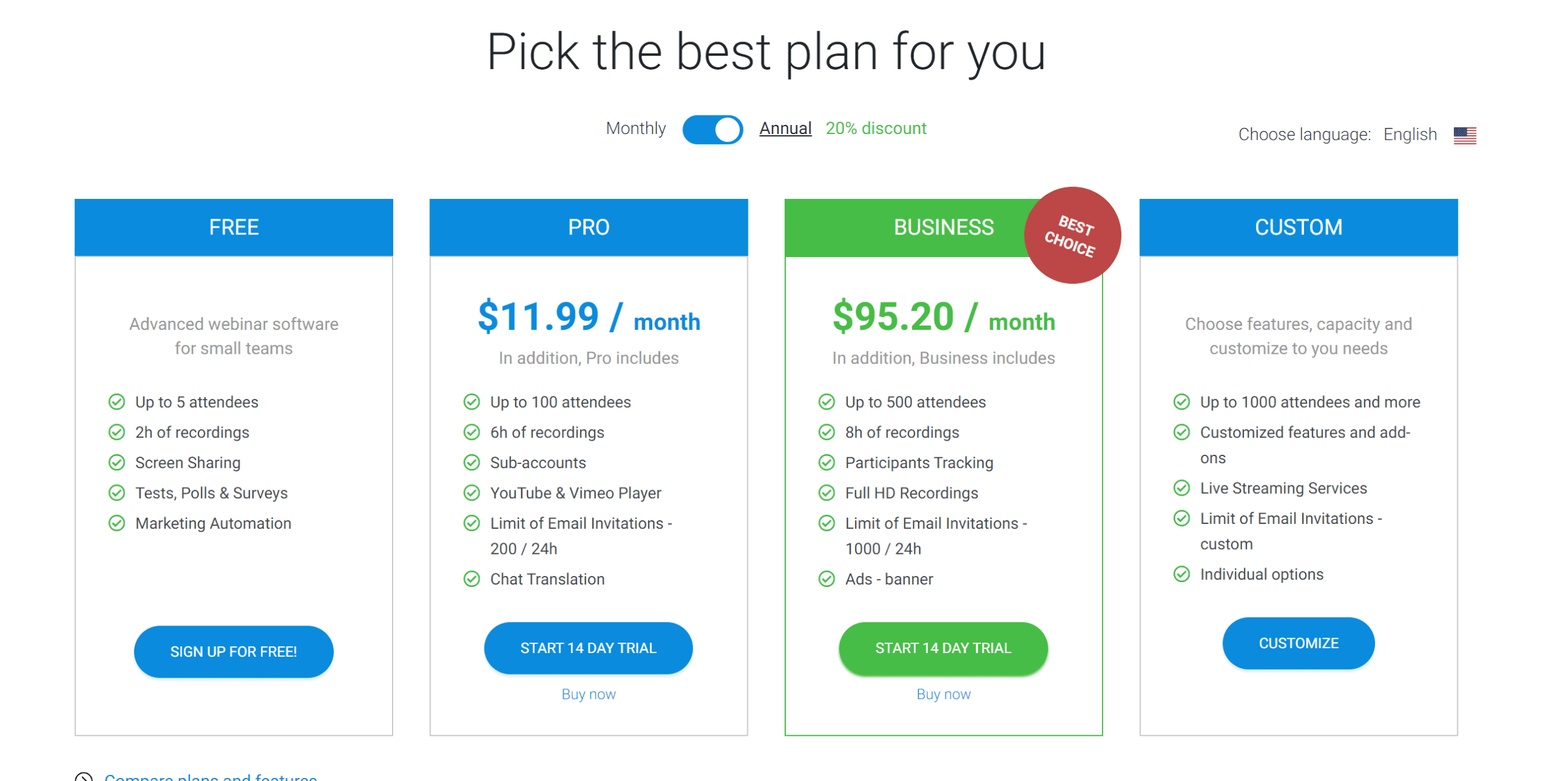 Livewebinar pricing details