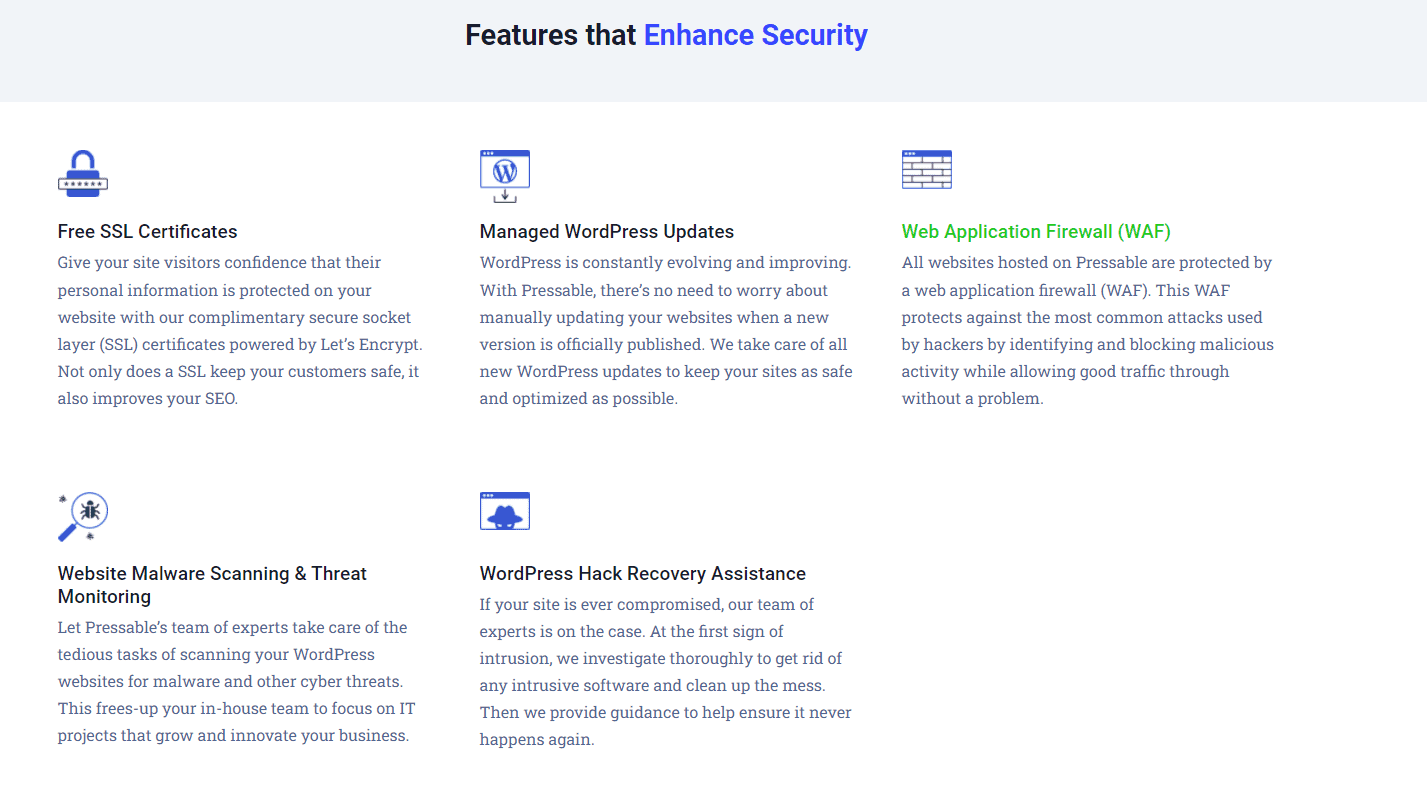 Pressable Security Features