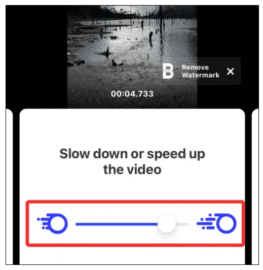 Adjust video speed on screen slider