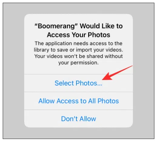 Boomerang access to photos