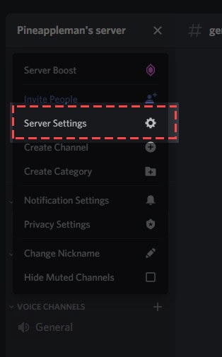 Click on server setting