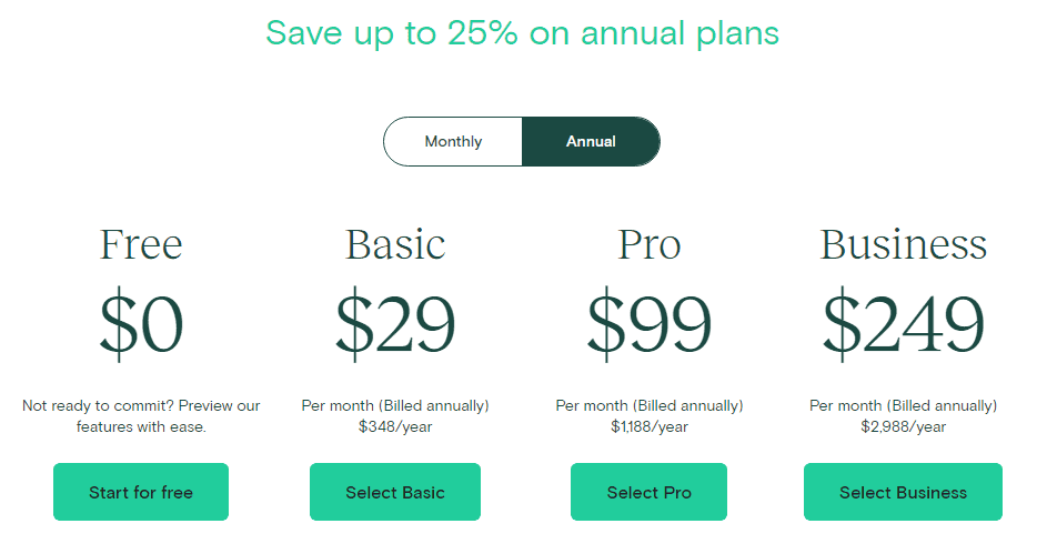 Teachable pricing plans