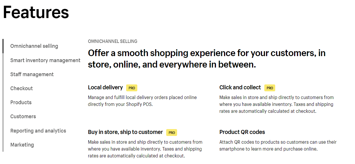 Shopify- Features