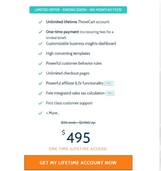 Thrivecart pricing plans