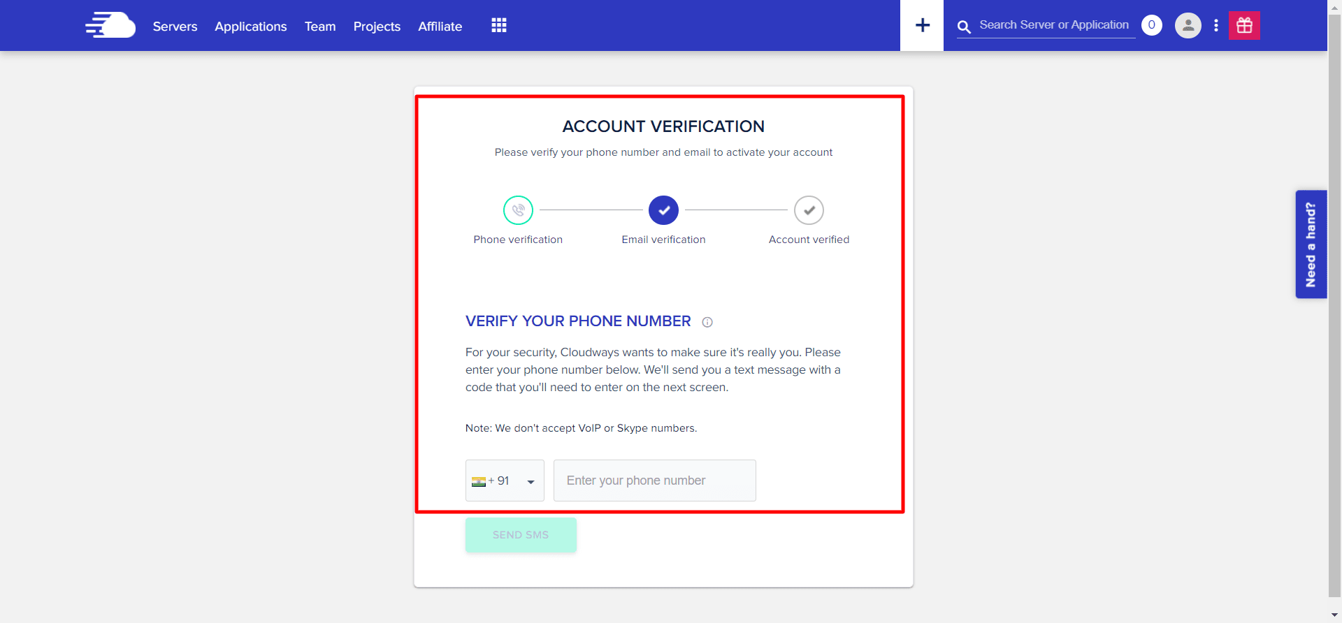 email and phone verificatiion in cloudways