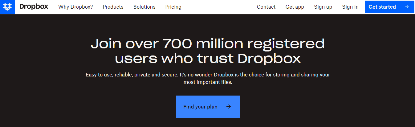 Dropbox Homepage