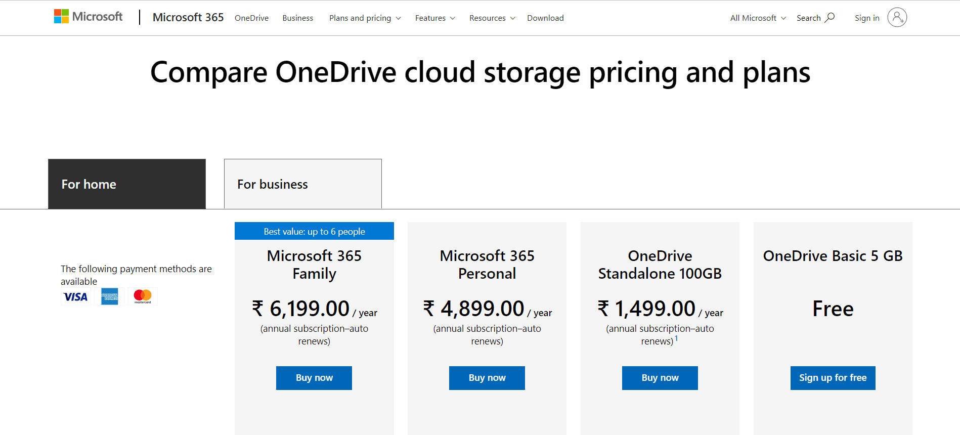 Microsoft One drive- best lifetime storage